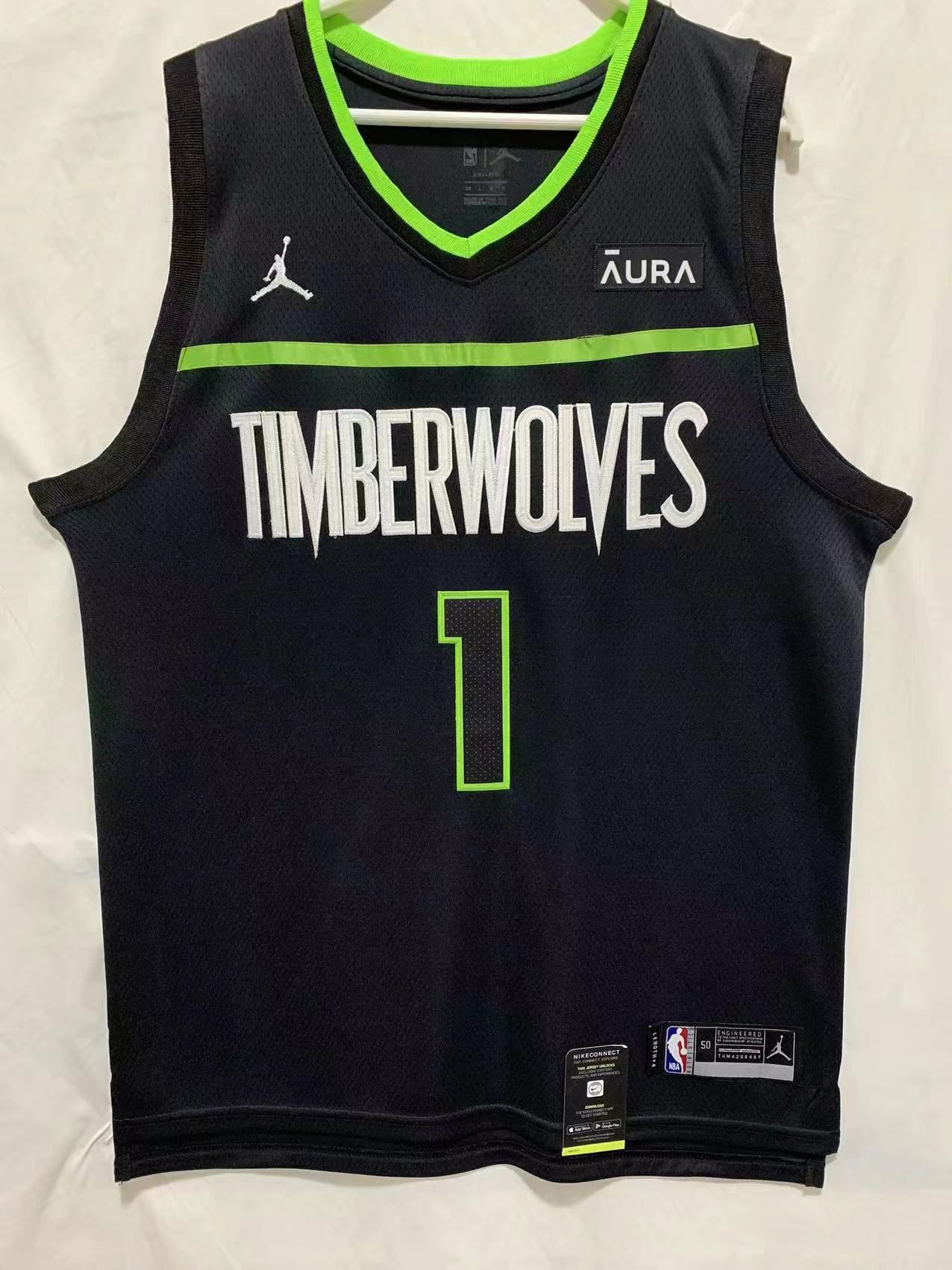 Men Minnesota Timberwolves #1 Edwards Black Game 22-23 NBA Jersey->minnesota timberwolves->NBA Jersey